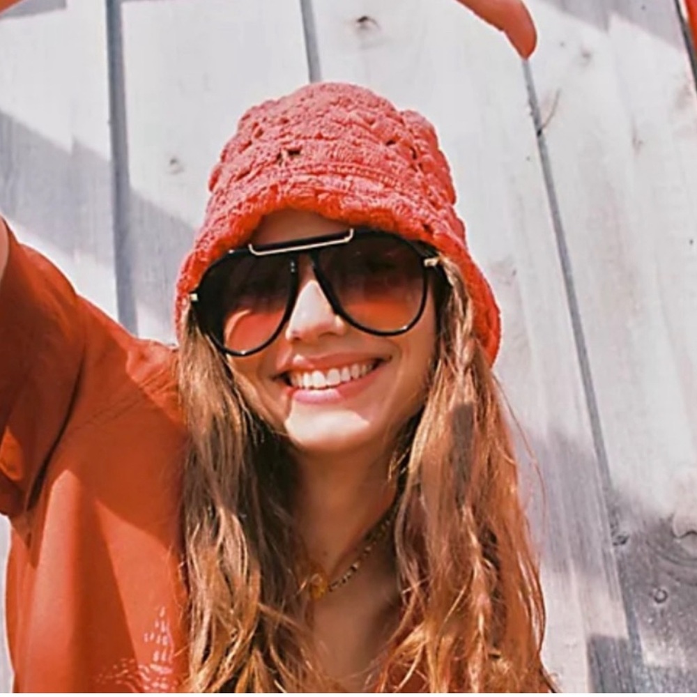 Free People / RAHI Woman’s Green Crochet Bucket Hat - Picture 10 of 12